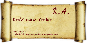 Krénusz Andor névjegykártya