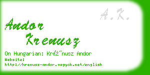 andor krenusz business card